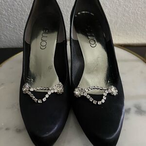 ‘Connie’ Women’s Pumps Black Rhinestones Wedding Party 8.5 EUC